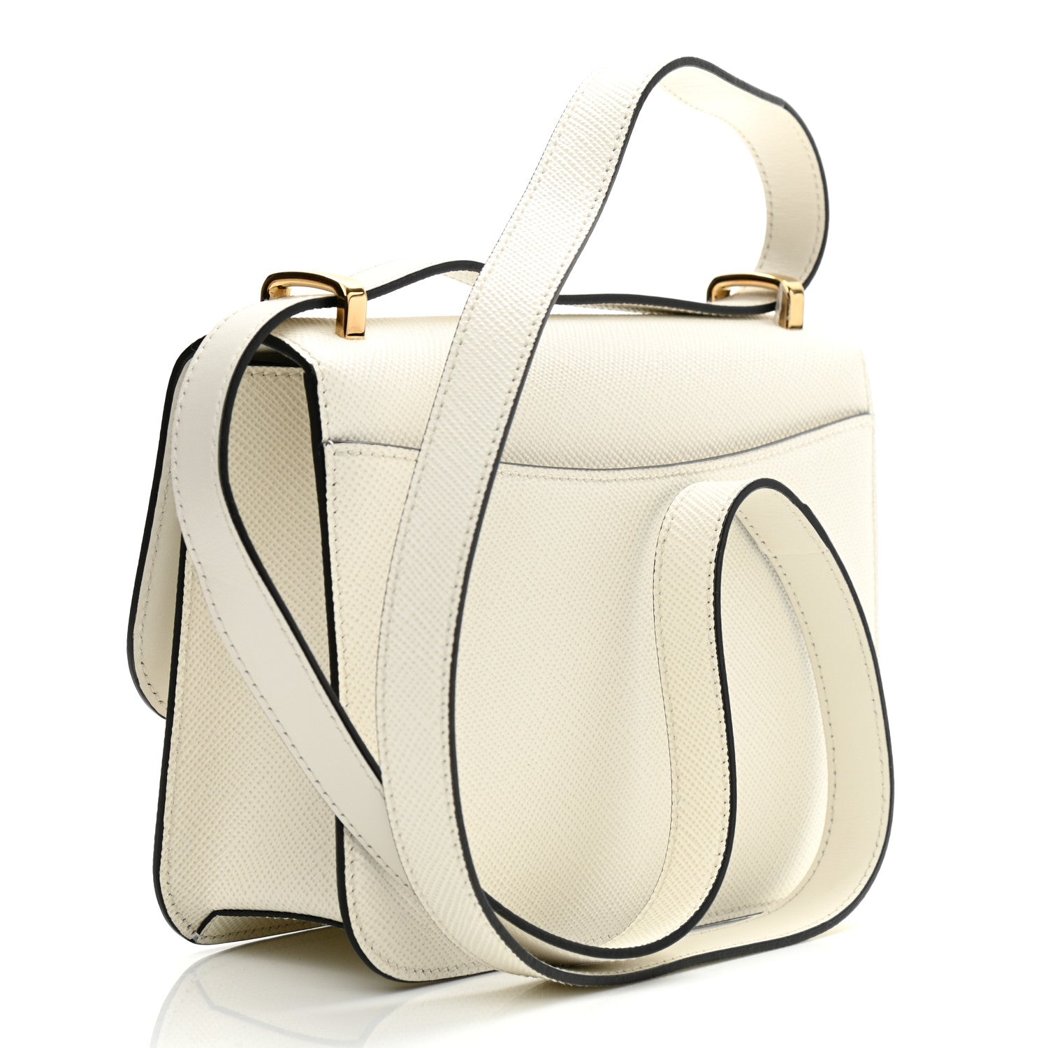 Prada Saffiano Cuir Triangle Embleme Flap Shoulder Bag White 3 of 7