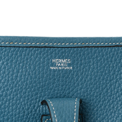Hermes Taurillon Clemence Evelyne II PM Blue Jean 6 of 11