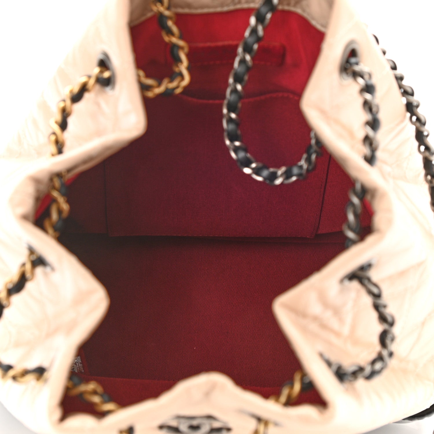 Chanel Aged Calfskin Quilted Gabrielle Backpack Beige Black 5 of 10