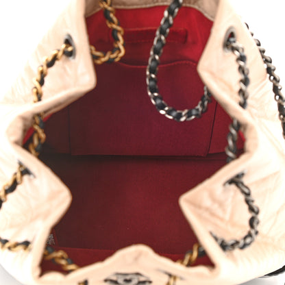 Chanel Aged Calfskin Quilted Gabrielle Backpack Beige Black 5 of 10