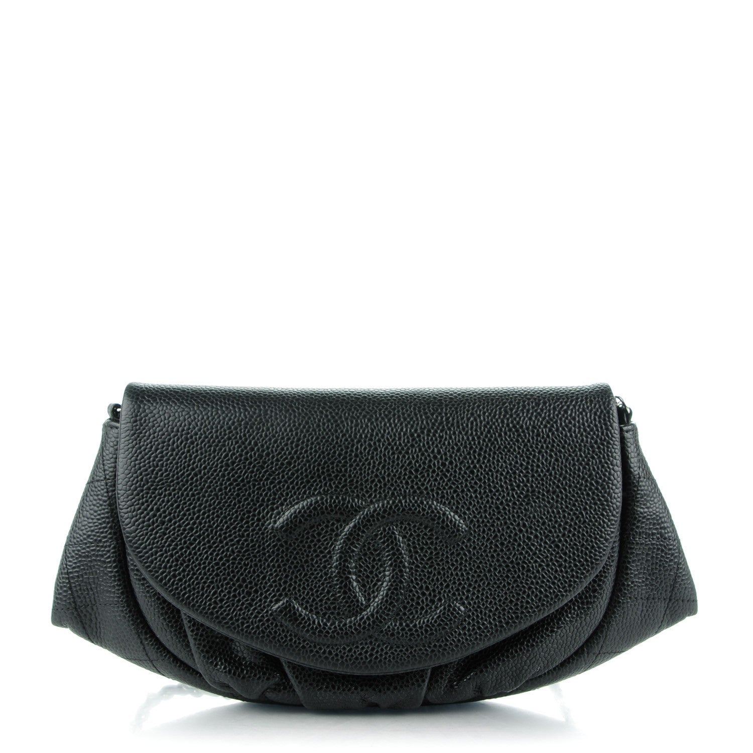 Chanel Caviar Half Moon Wallet On Chain WOC Black 1 of 8