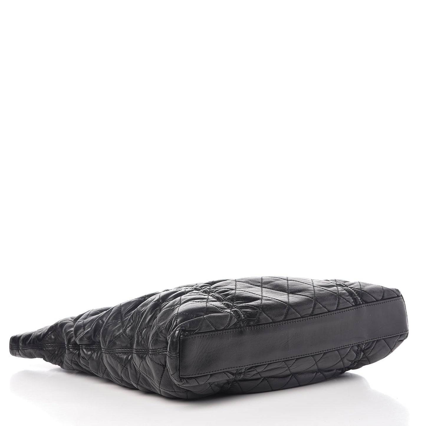 Lambskin Quilted Sharpei Shopping Tote Black