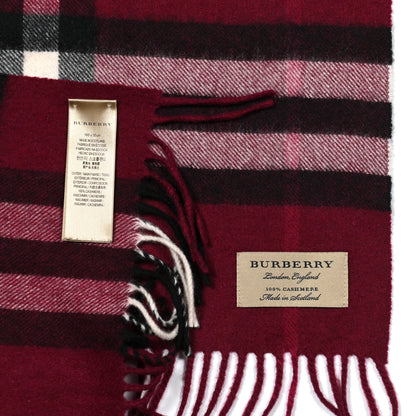 Burberry Cashmere Giant Check Icon Stripe Fringe Scarf Claret 4 of 4