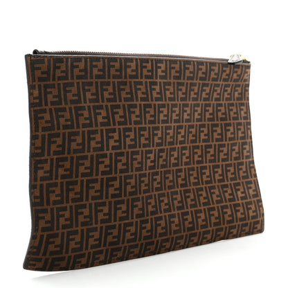 Fendi Suede Vitello King Micro FF Medium Flat Pouch Sigaro Marrone Ebano 3 of 8