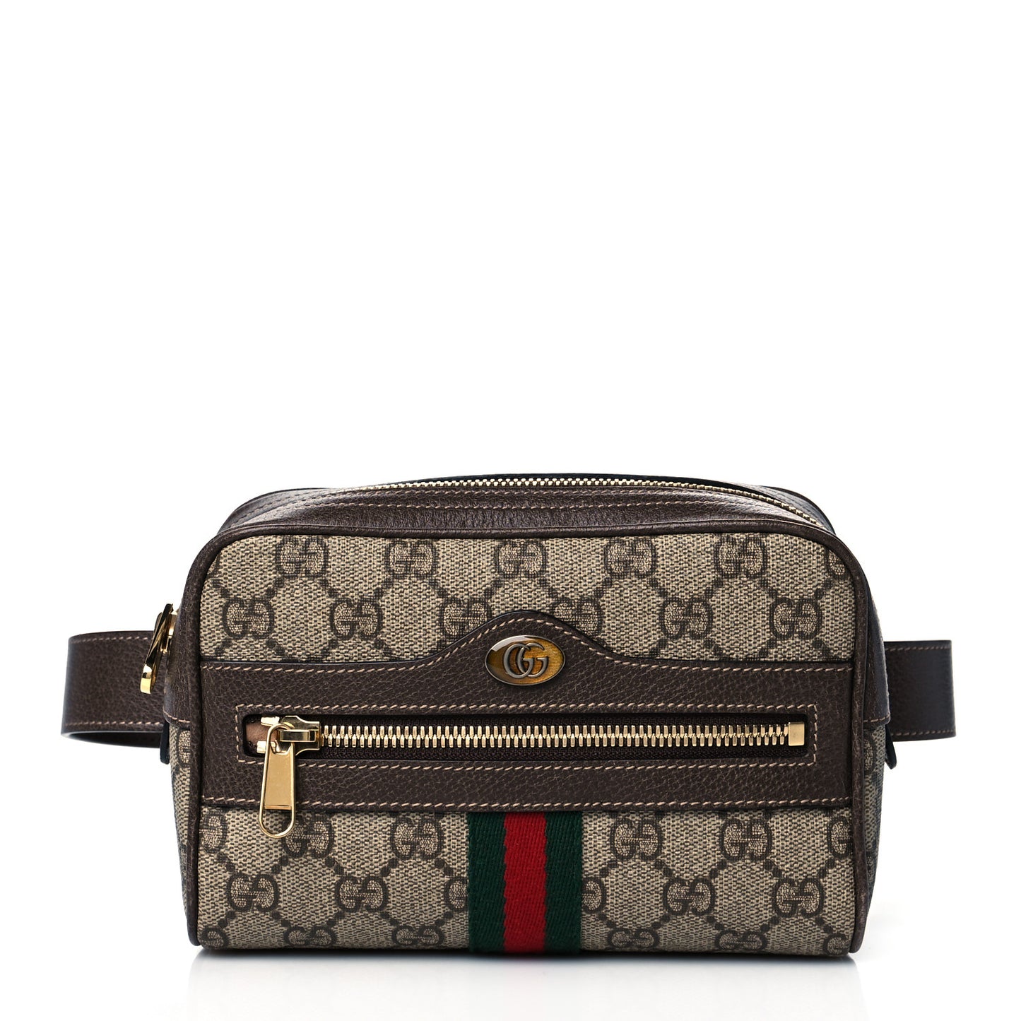 GG Supreme Monogram Web Small Ophidia Belt Bag 75 30 Dark Brown