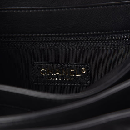 Chanel Calfskin Quilted Gold Top Handle Flap Black 6 of 10