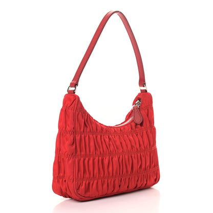 Prada Tessuto Nylon Gaufre Shoulder Bag Rosso 2 of 12