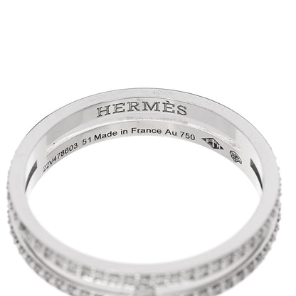 Hermes 18K White Gold Diamond Ariane Wedding Band Ring 51 5.75 4 of 5