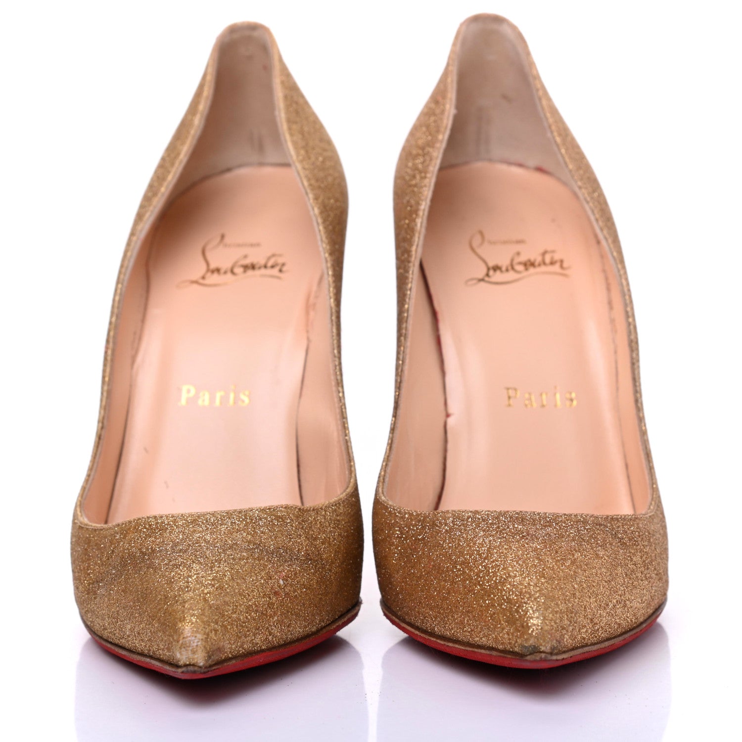 Christian Louboutin Glitter Pigalle Follies 100 Pumps 37.5 Gold 2 of 9