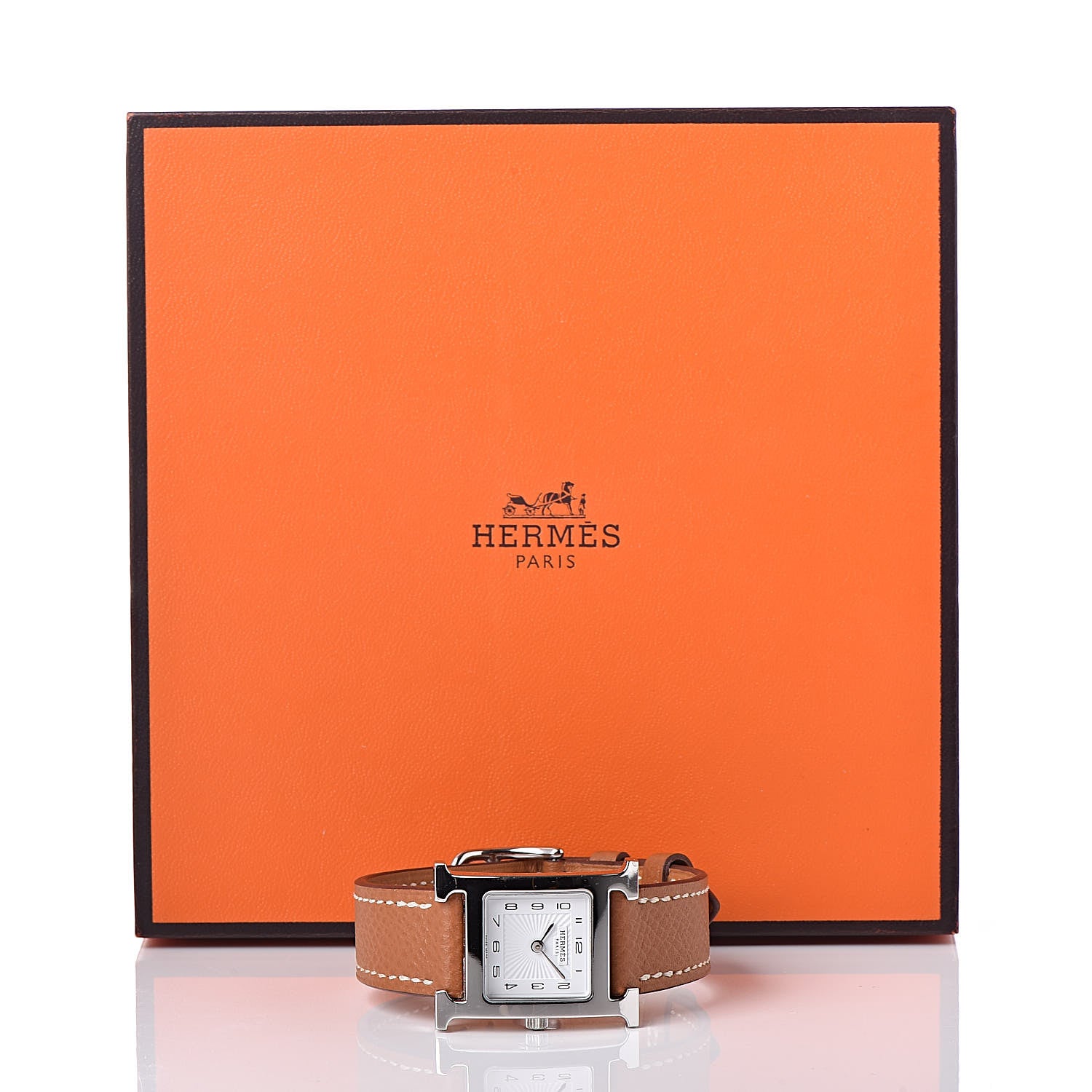 Hermes Stainless Steel Epsom 21mm Heure H Hour Quartz Watch Gold 8 of 8