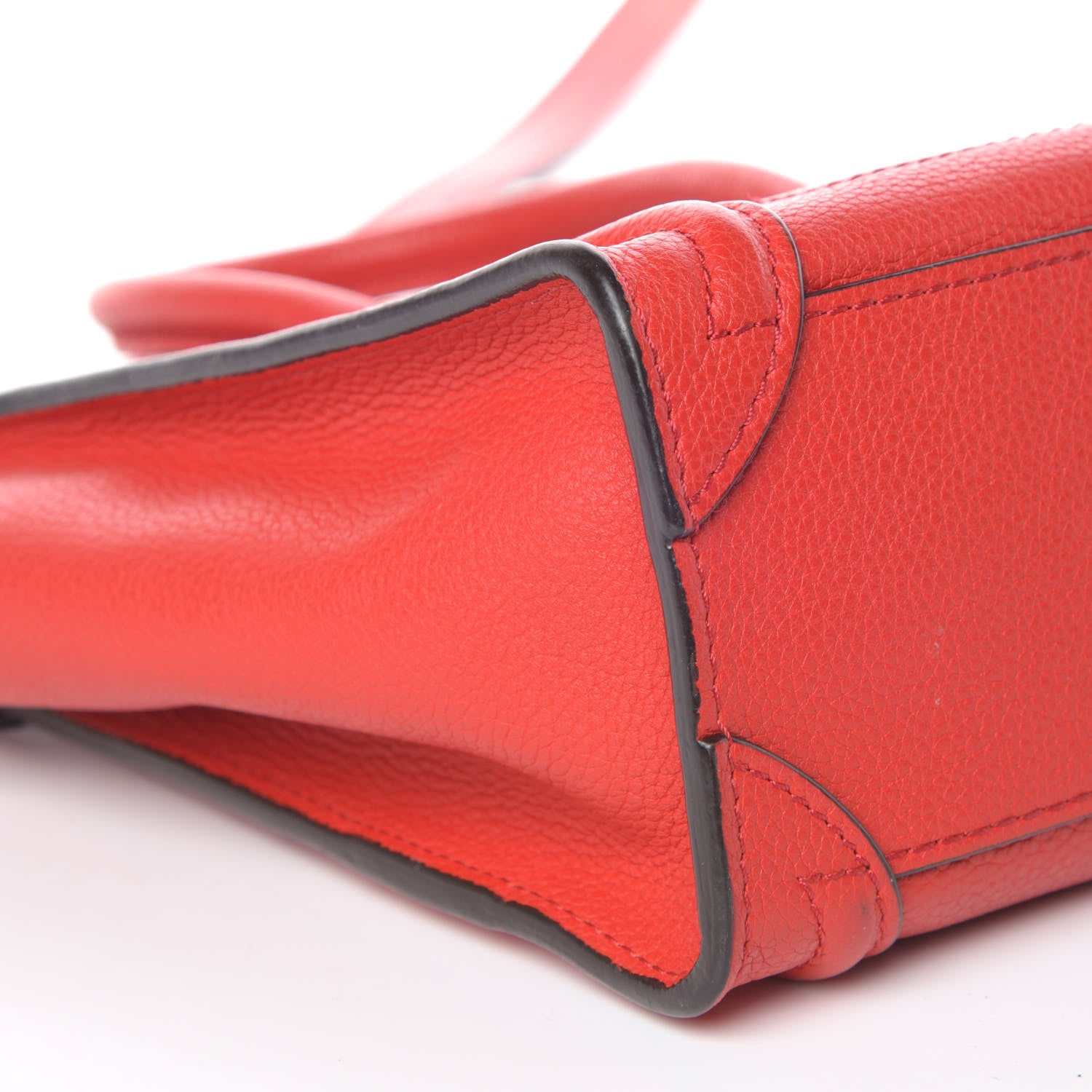 Celine Drummed Calfskin Nano Luggage Coquelicot 11 of 14