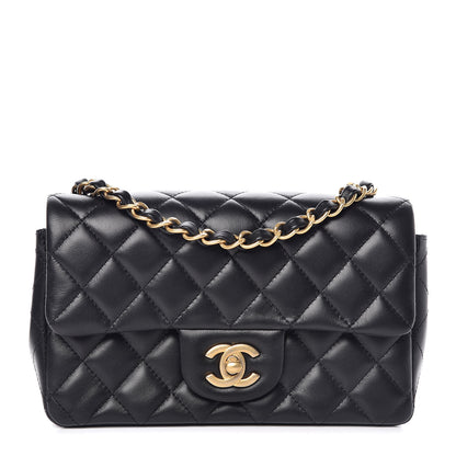 Chanel Lambskin Quilted Mini Rectangular Flap Black 1 of 9
