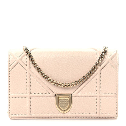 Christian Dior Grained Calfskin Diorama Wallet on Chain Pouch Rose Poudre 1 of 9
