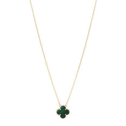 Van Cleef & Arpels 18K Yellow Gold Malachite Vintage Alhambra Pendant Necklace 1 of 5