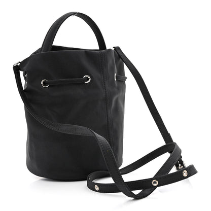 Balenciaga Recycled Sport Nylon Logo Embroidered Wheel Drawstring Bucket Bag Black 3 of 10