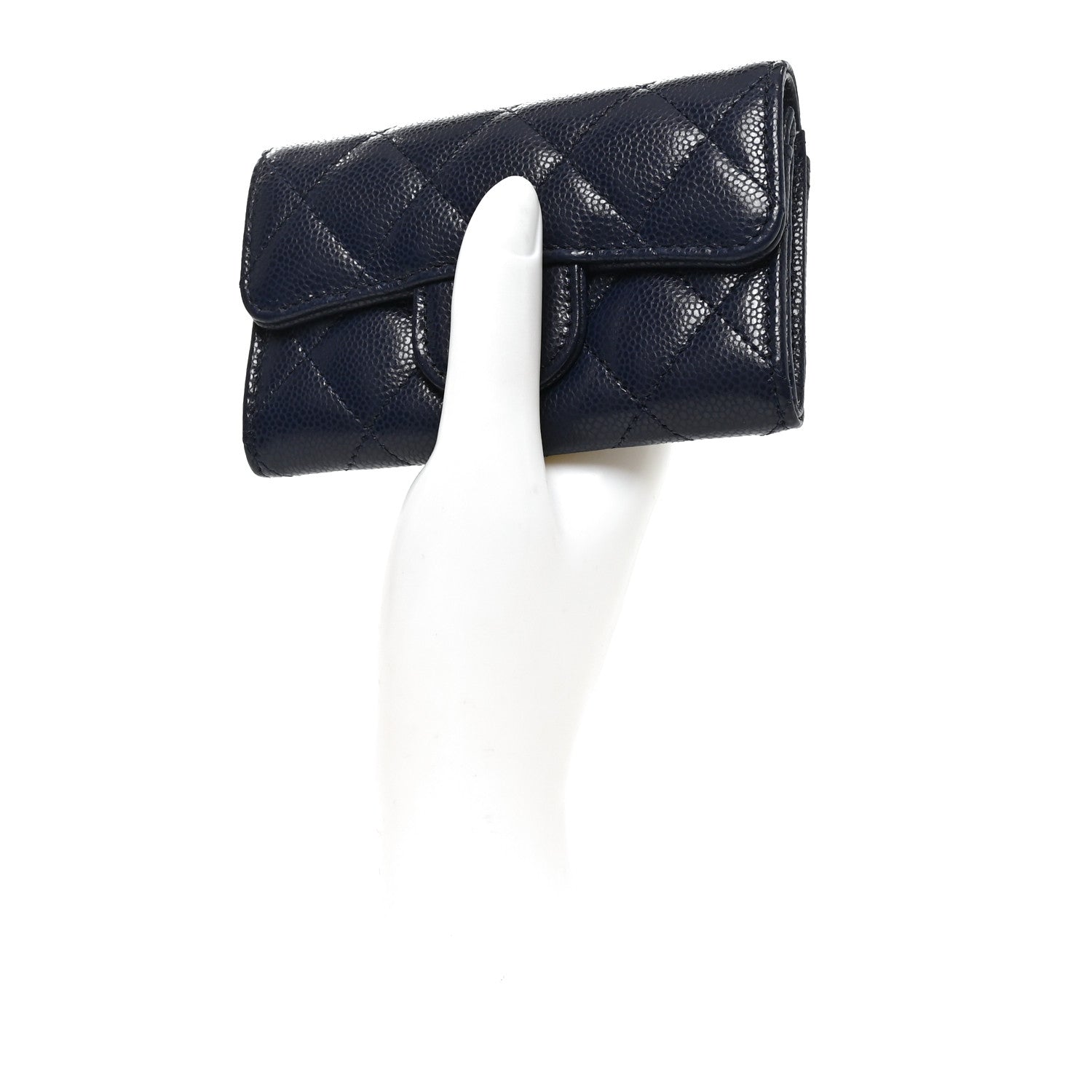 Chanel Caviar Quilted Flap Card Holder Wallet Navy Blue 2 of 9