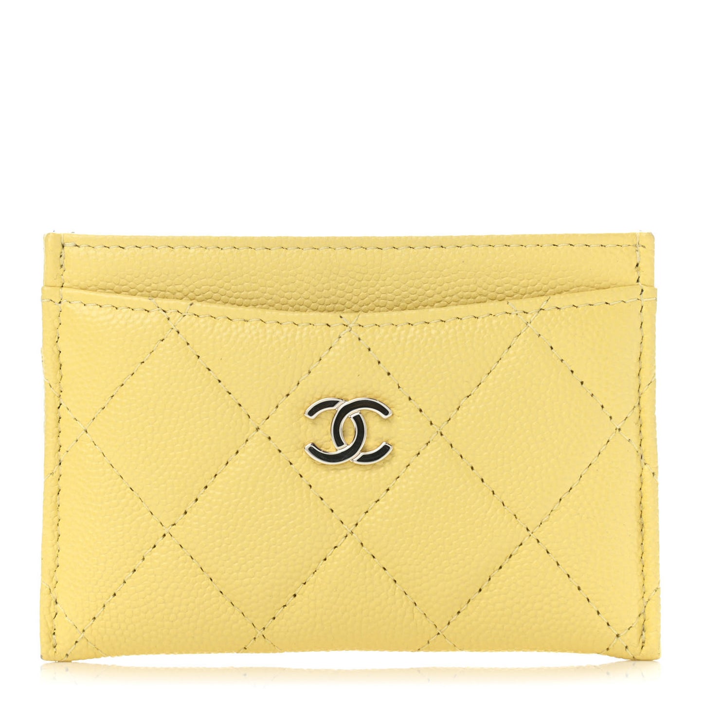 Caviar Quilted Card Holder Yellow