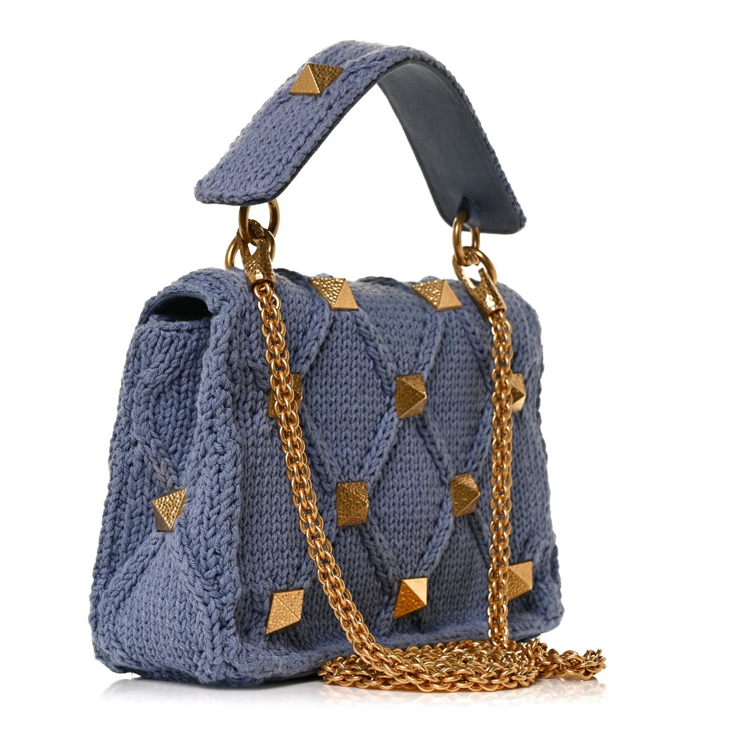 Knit Medium Roman Stud Shoulder Bag Niagara