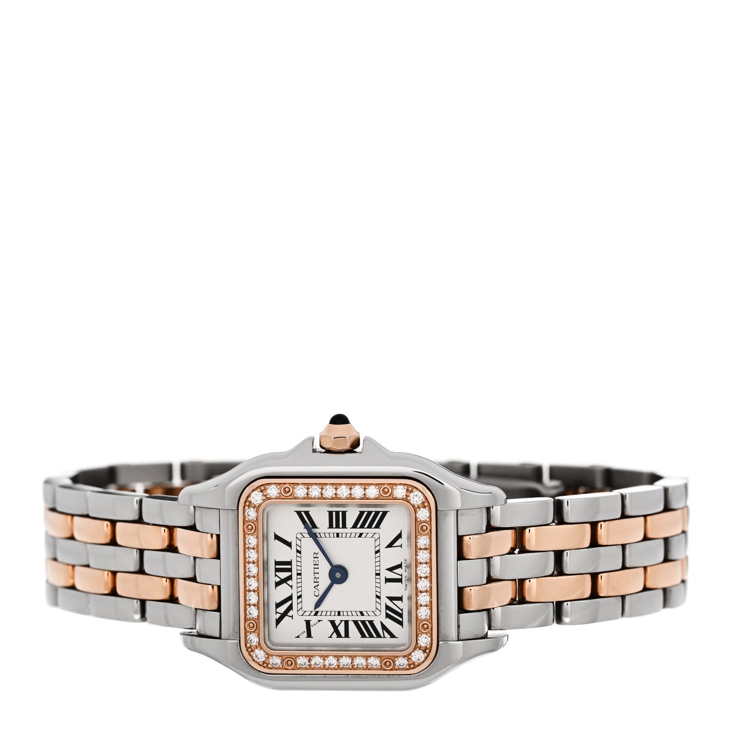 Stainless Steel 18K Pink Gold Diamond 22mm Panthere Quartz Watch