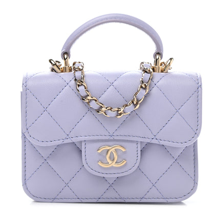 Chanel Lambskin Quilted Top Handle Flap Coin Purse With Chain Light Purple 1 of 11