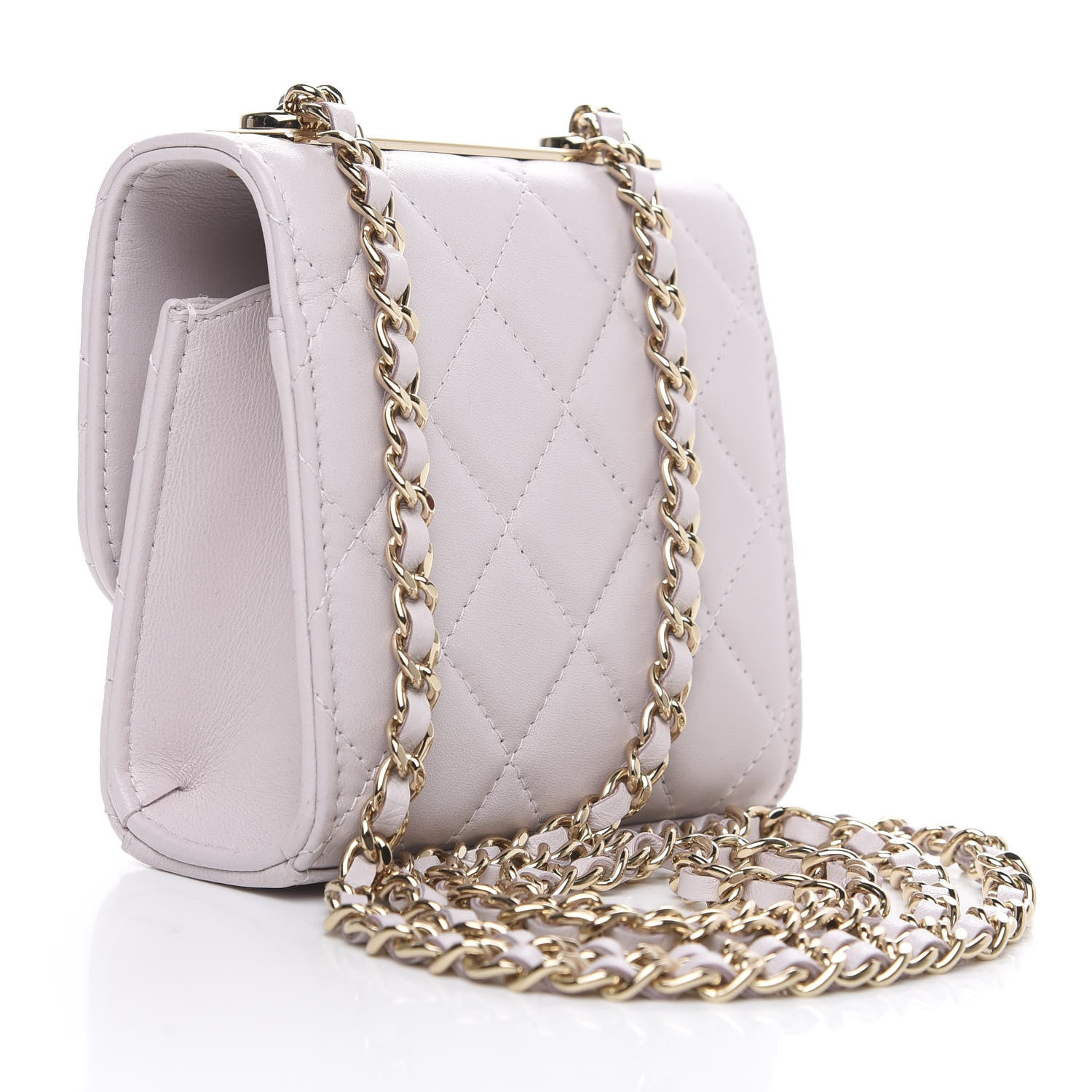 Chanel Lambskin Quilted Mini Trendy CC Clutch With Chain Lilas Lilac 2 of 9
