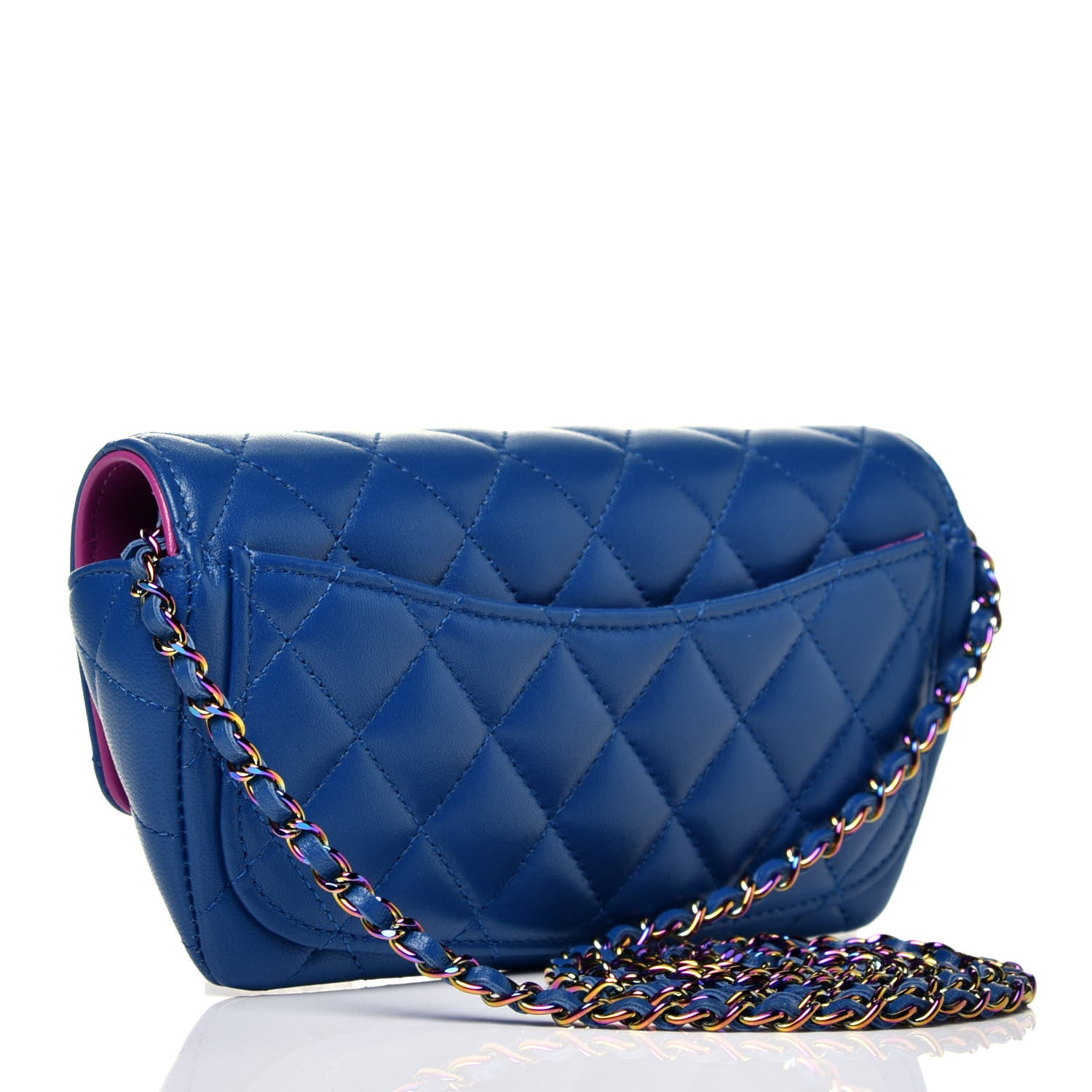 Chanel Lambskin Quilted Glasses Case With Chain Blue Purple 4 of 10