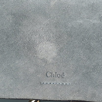 Chloe Suede Calfskin Medium Faye Shoulder Bag Cloudy Blue 14 of 14
