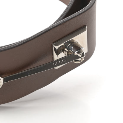 Gucci Calfskin Horsebit Wide Belt 80 32 Brown 5 of 5