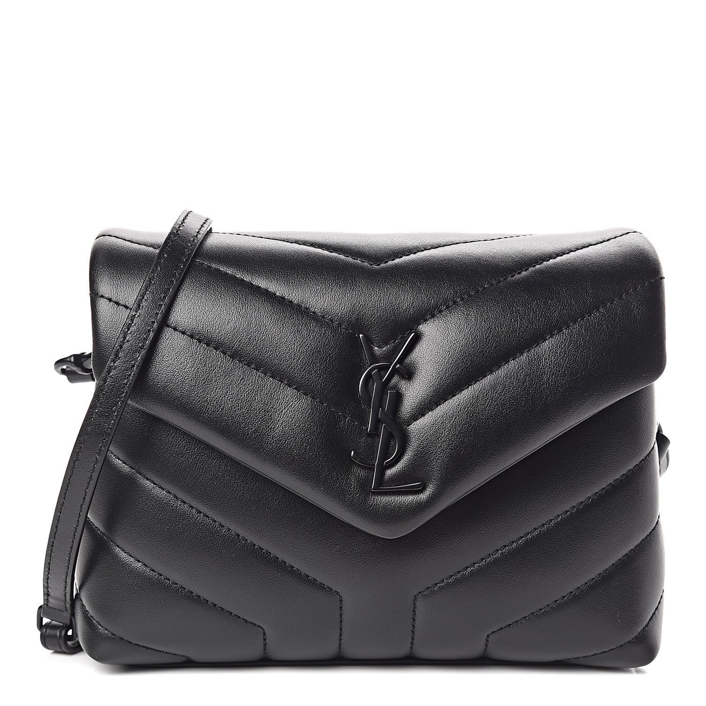 Calfskin Y Quilted Monogram Toy Loulou Crossbody Bag Black