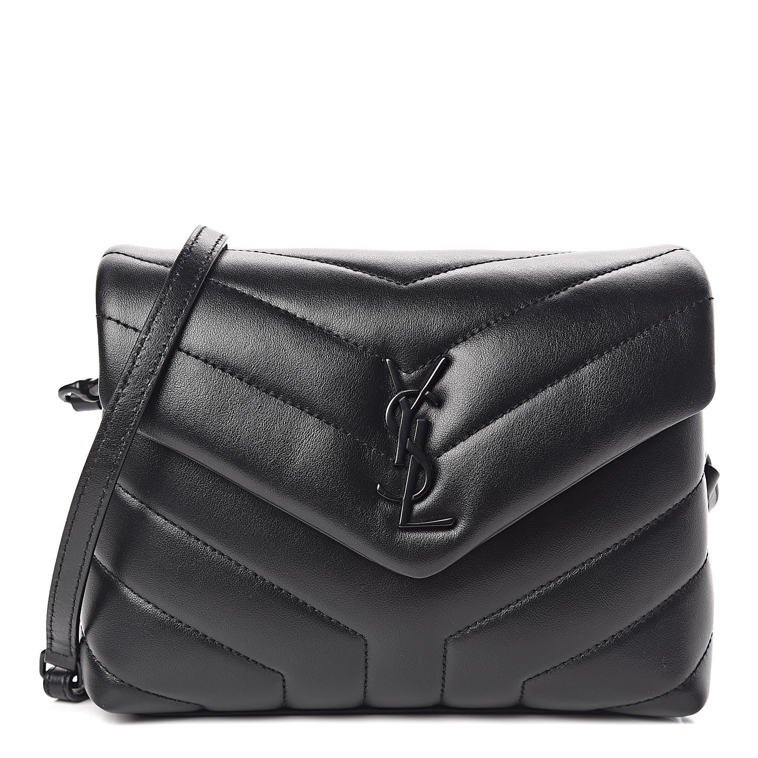 Saint Laurent Calfskin Y Quilted Monogram Toy Loulou Crossbody Bag Black 1 of 11