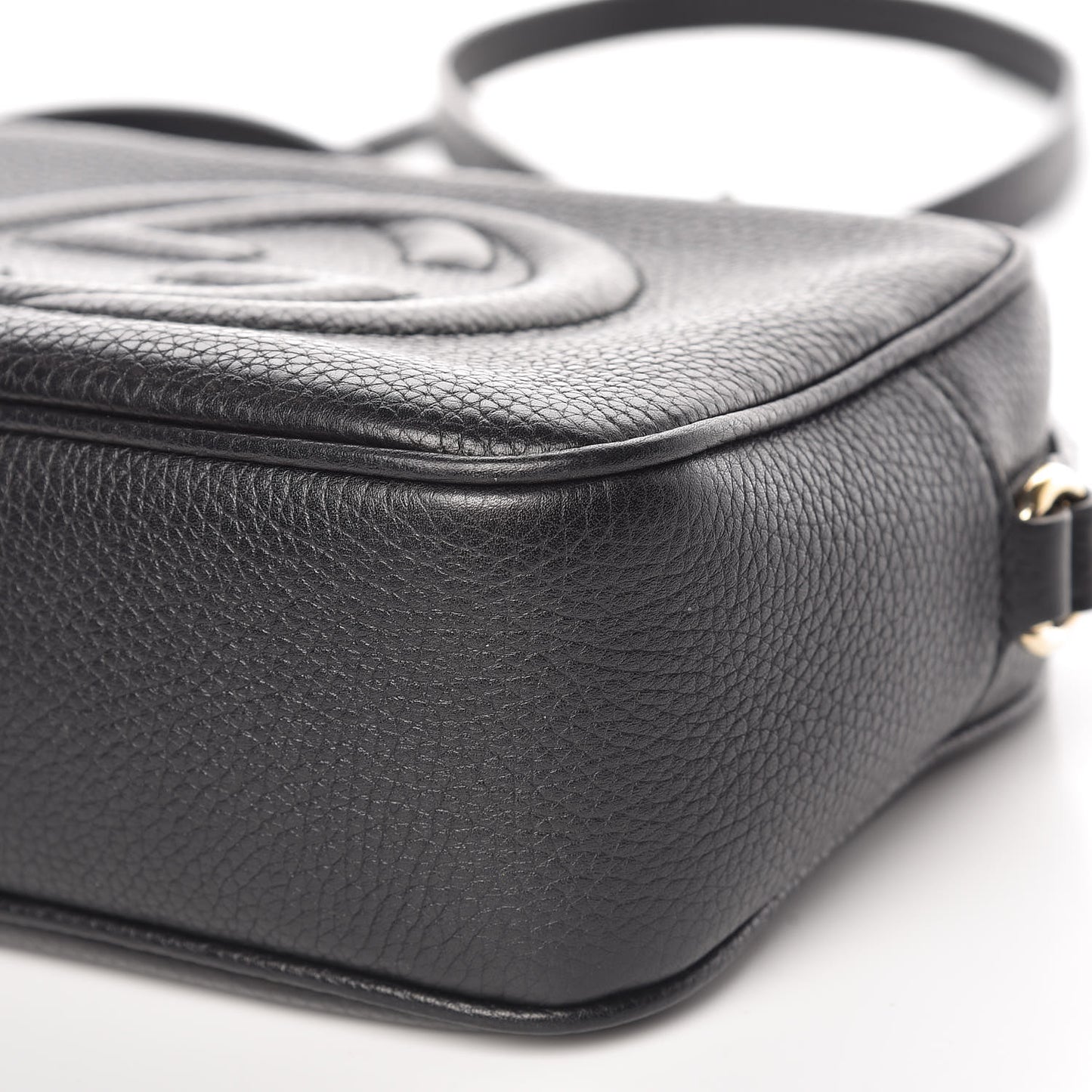 Pebbled Calfskin Small Soho Disco Bag Black