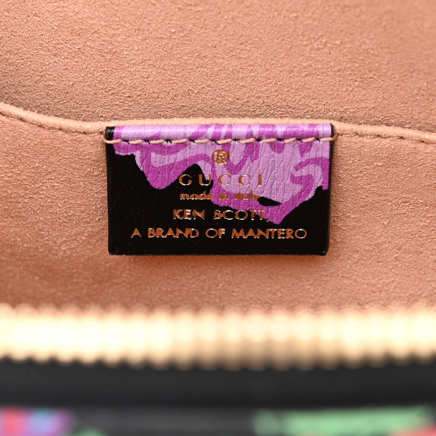 X KEN SCOTT New Shangai Calfskin Jenny Floral Print Mini Horsebit 1955 Top Handle Bag Black Pink