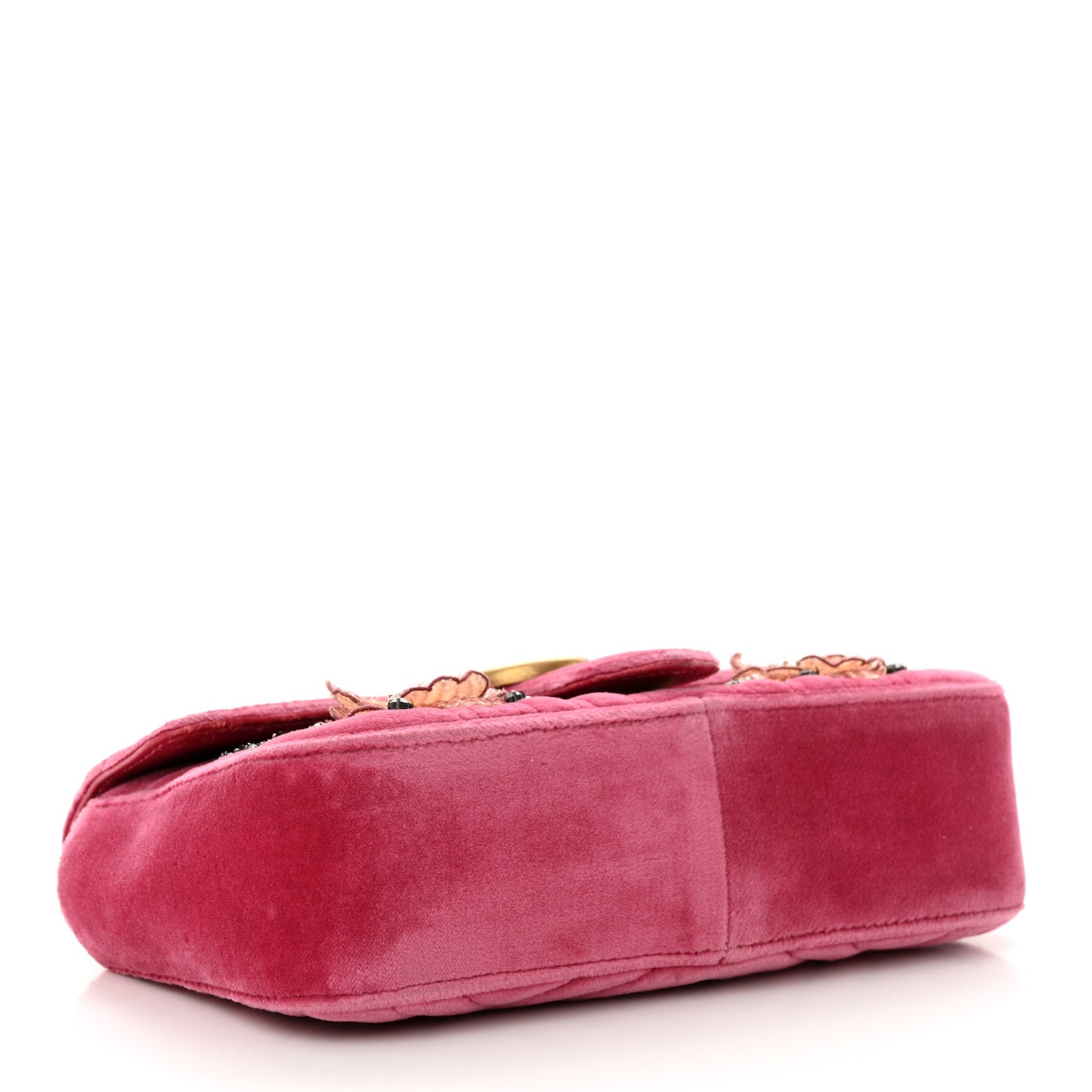 Velvet Matelasse Embroidered Mini GG Marmont Shoulder Bag Light Raspberry Rose