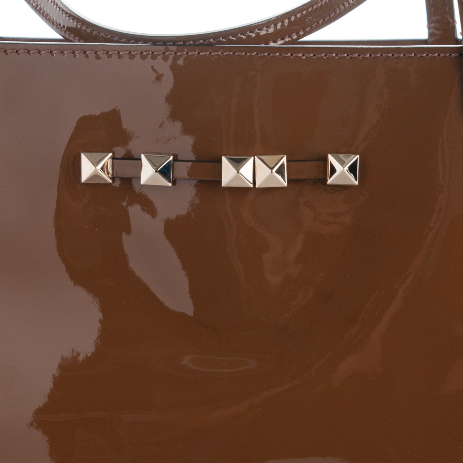 Valentino Garavani Patent Medium Rockstud Crossbody Tote Taupe 9 of 9