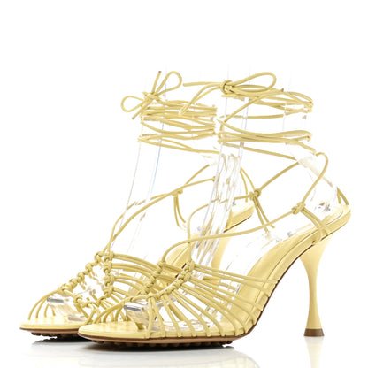 Bottega Veneta Nappa Dot Ankle Tie Sandals 38.5 Moon Beam 3 of 8
