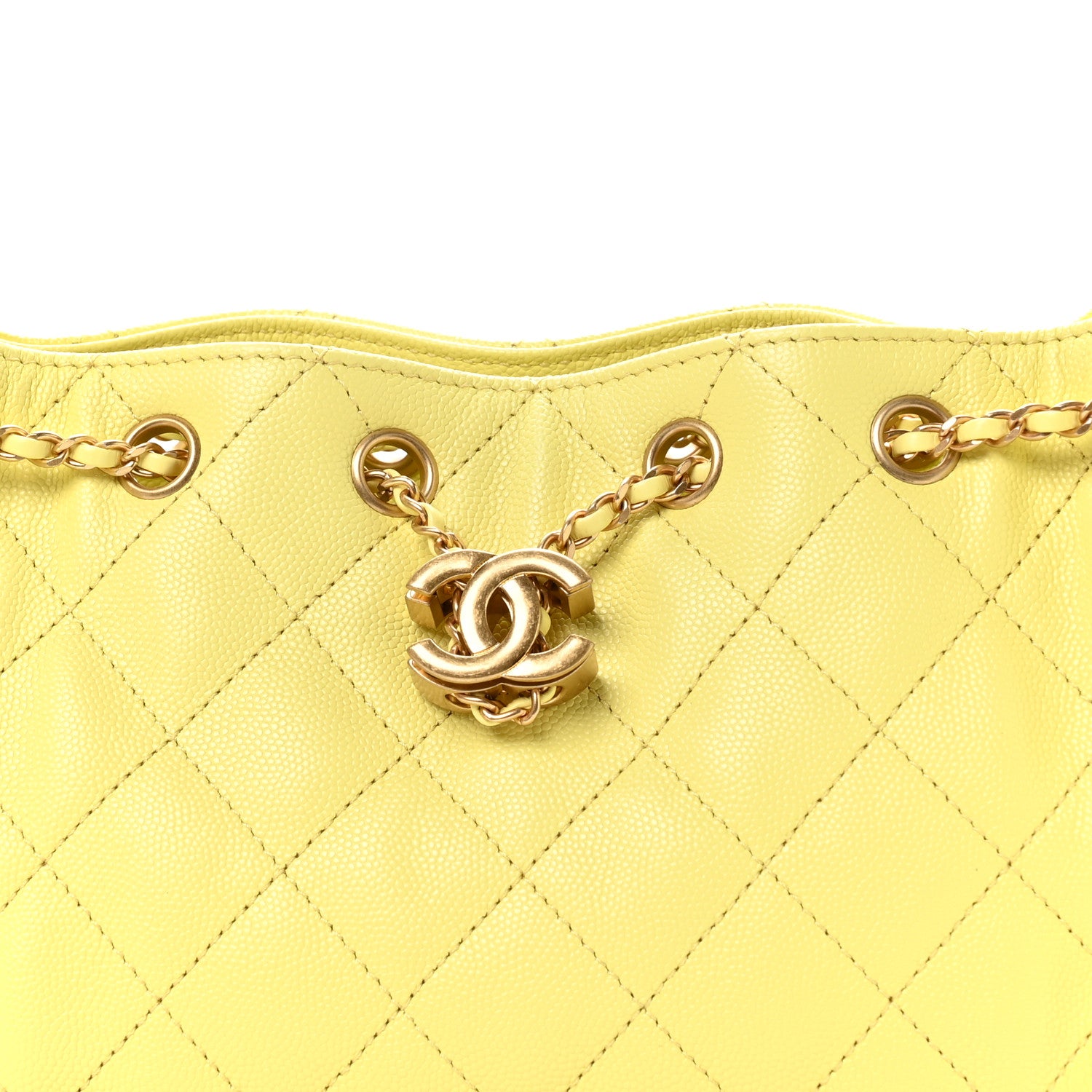 Chanel Caviar Quilted Mini Chanel 25 Handbag Light Yellow 8 of 10