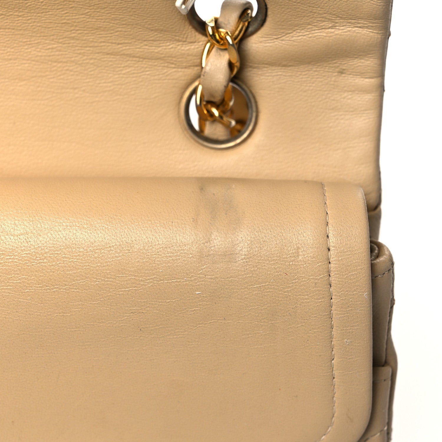 Chanel Lambskin Quilted Medium Double Flap Beige 21 of 24