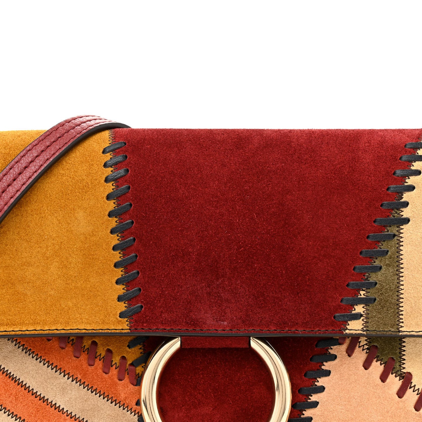 Suede Patchwork Small Faye Shoulder Bag Multicolor