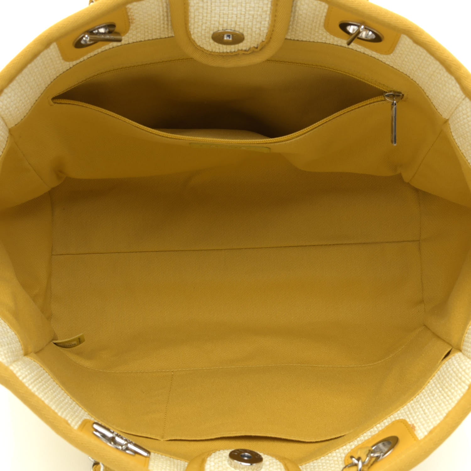 Chanel Woven Straw Raffia Small Deauville Tote Yellow 7 of 10