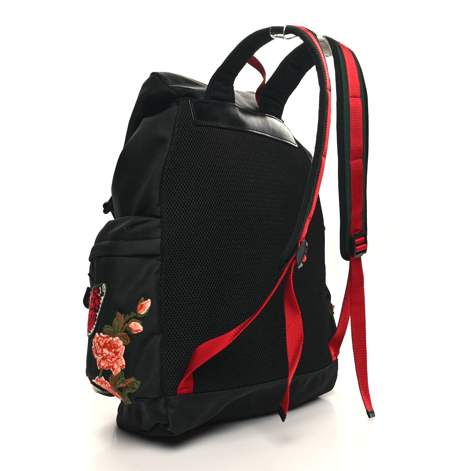 Gucci Techno Canvas Web L'Aveugle Par Amour Embroidered Double Buckle Backpack Black 3 of 11