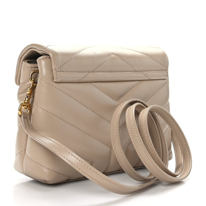 Saint Laurent Calfskin Y Quilted Monogram Toy Loulou Crossbody Bag Dark Beige 3 of 10