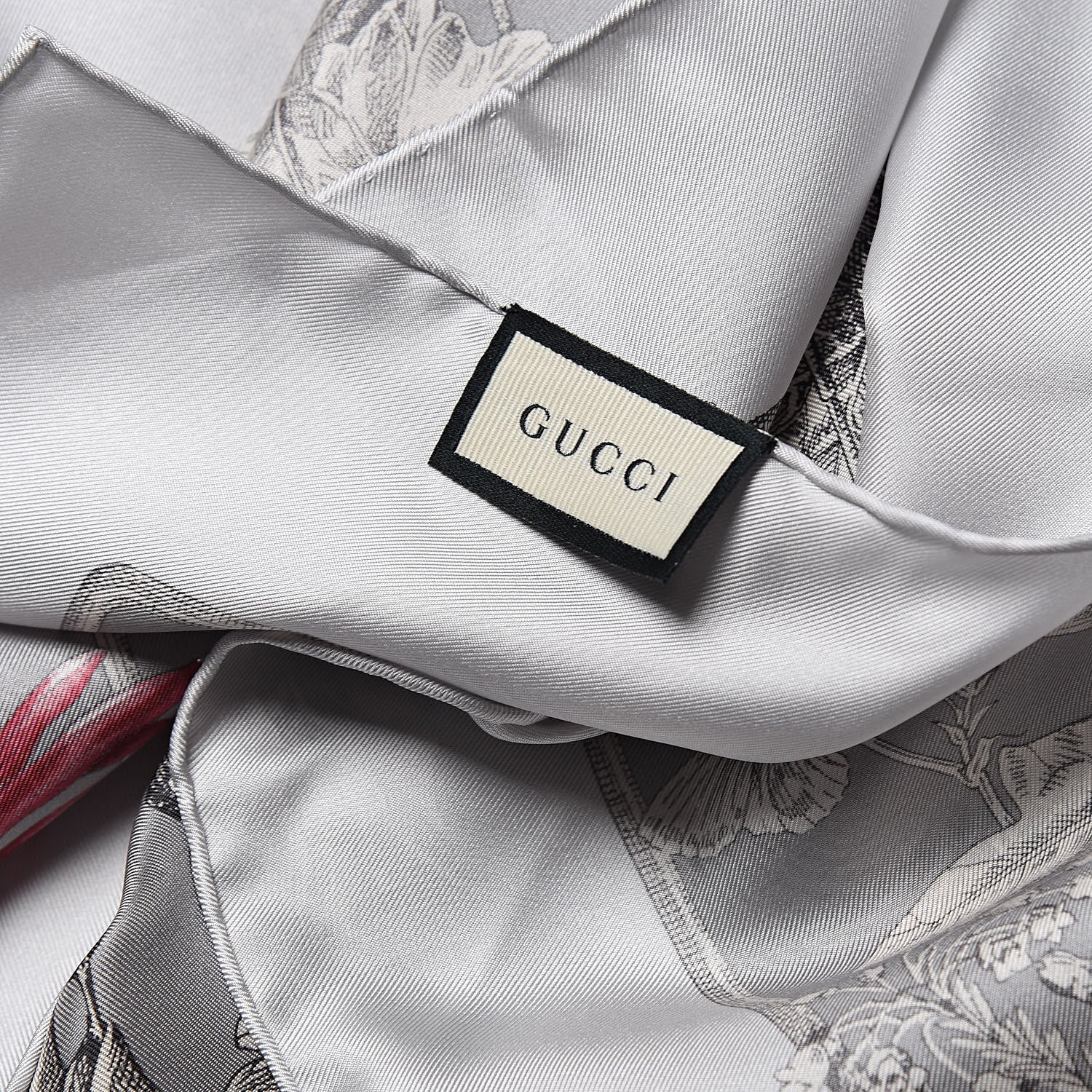 Gucci Silk Twill Wondergardenia Square Scarf Zinc Beige 3 of 4
