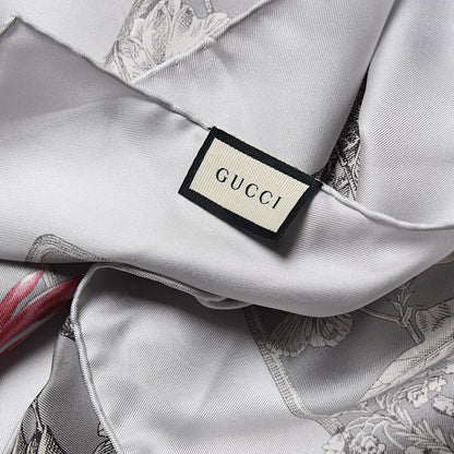 Gucci Silk Twill Wondergardenia Square Scarf Zinc Beige 3 of 4