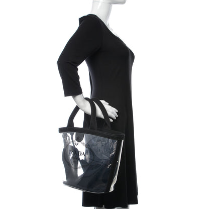 Prada Plexiglass Canapa Small Shopper Tote Black 3 of 12