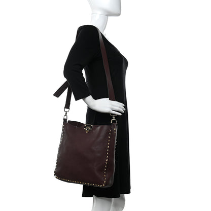 Valentino Garavani Pebbled Calfskin Large Rockstud Flip-Lock Messenger Bag Vinaccia 2 of 13
