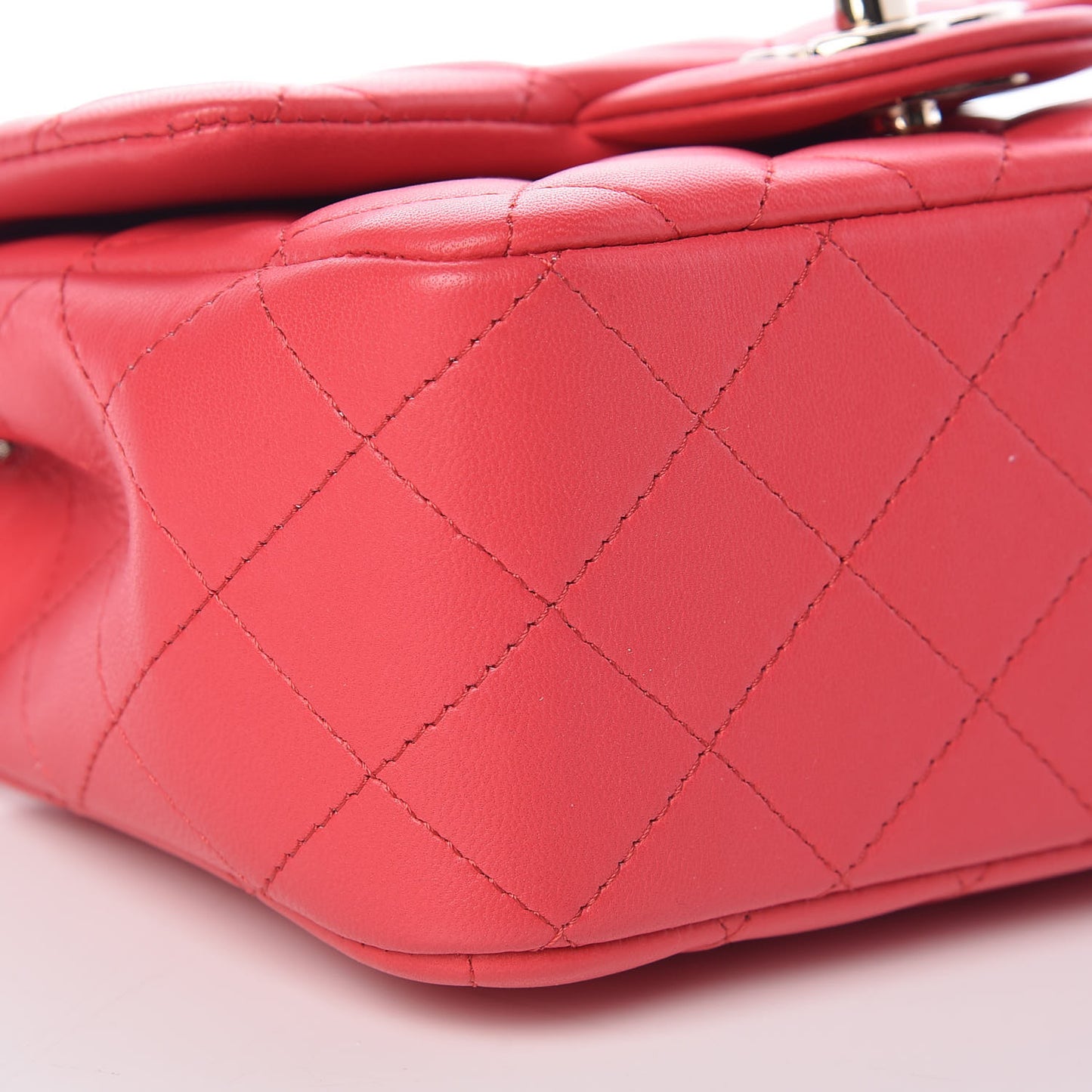 Lambskin Quilted Mini Square Flap Light Red