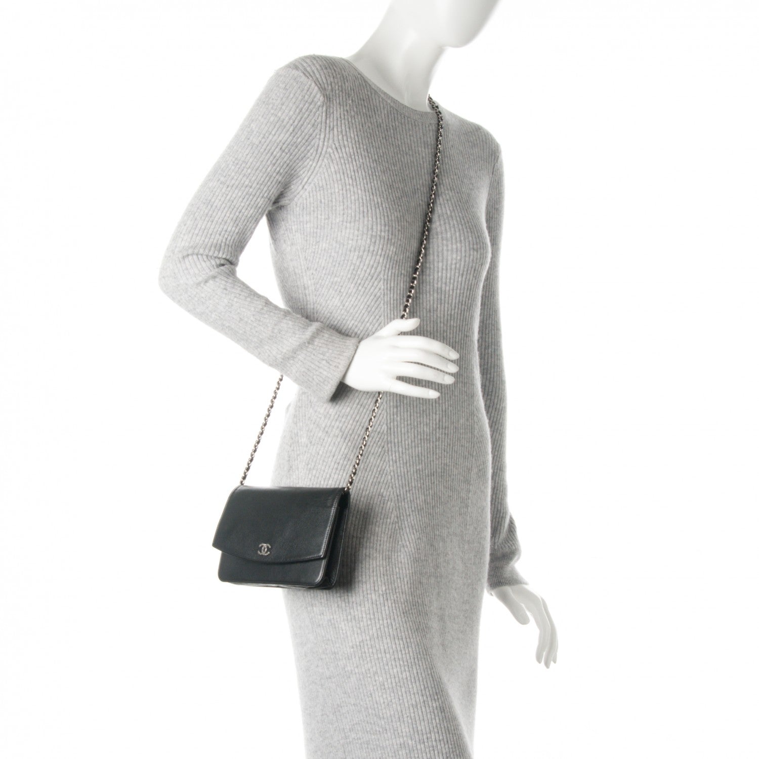 Chanel Caviar Sevruga Wallet On Chain WOC Black 2 of 8