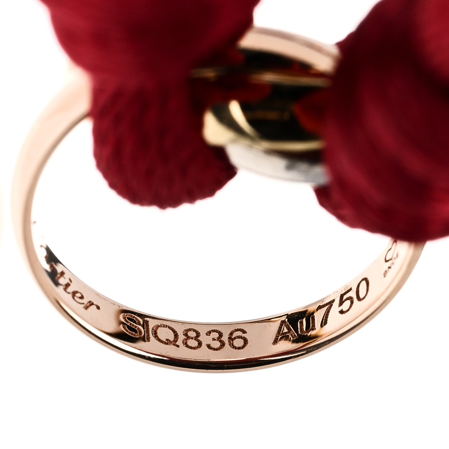 18K Pink Yellow White Gold Trinity Cord Bracelet Red