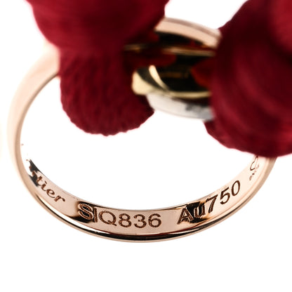 Cartier 18K Pink Yellow White Gold Trinity Cord Bracelet Red 4 of 5