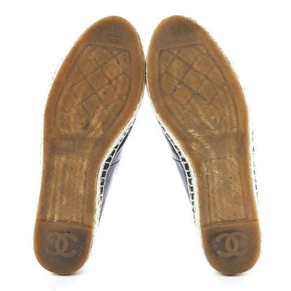 Chanel Lambskin CC Espadrilles 35 Navy Black 5 of 10